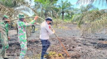 Cegah Karhutla Meluas, Wakapolda Riau dan Irdam XIX/TT Turun Langsung Padamkan Api di Pasir Limau Kapas